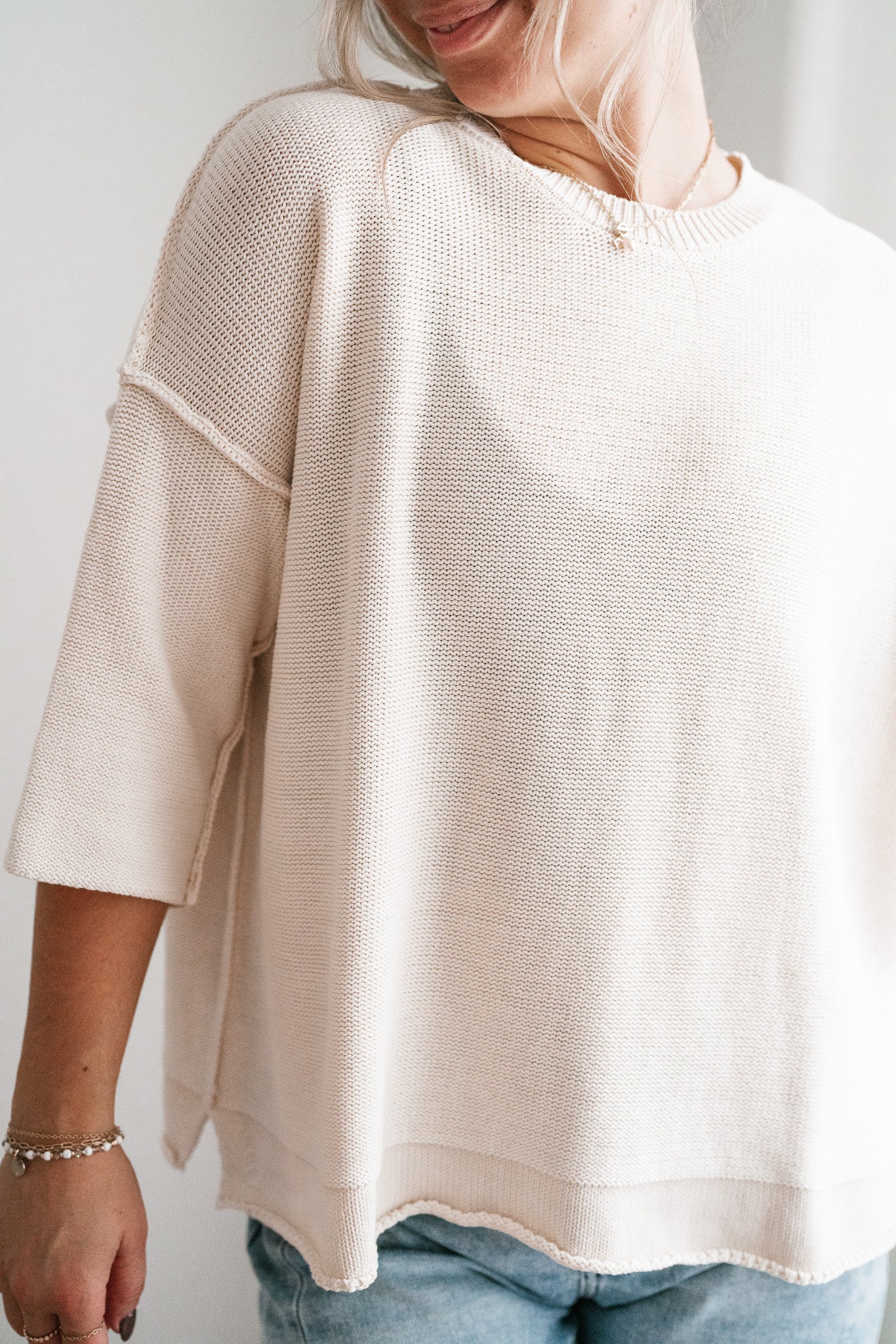 Evening Stroll Sweater Top - Cream