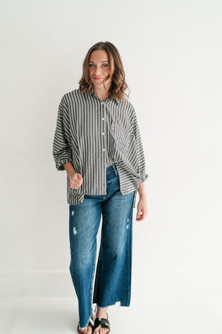 Harbor Lines Ruffled Button-Up Shirt