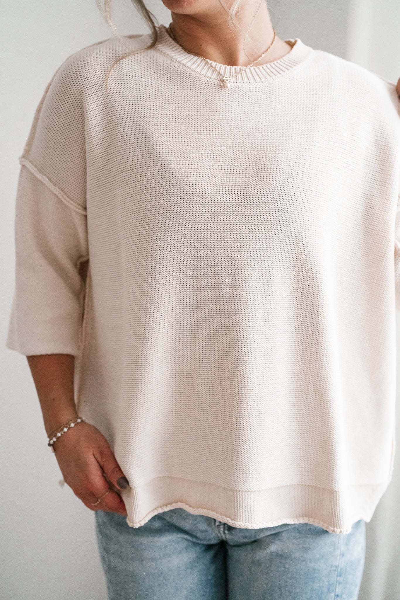 Evening Stroll Sweater Top - Cream