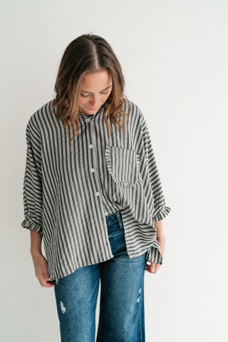 Harbor Lines Ruffled Button-Up Shirt