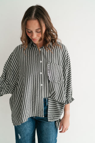 Harbor Lines Ruffled Button-Up Shirt