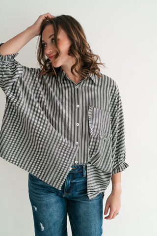 Harbor Lines Ruffled Button-Up Shirt