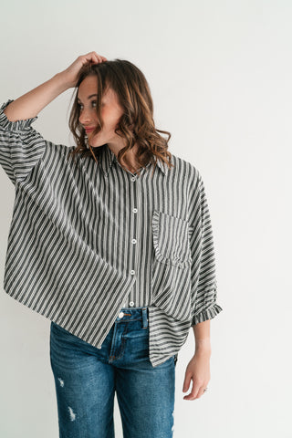 Harbor Lines Ruffled Button-Up Shirt