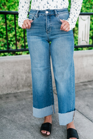 Risen Rivera High Rise Crop Wide Cuff Jean