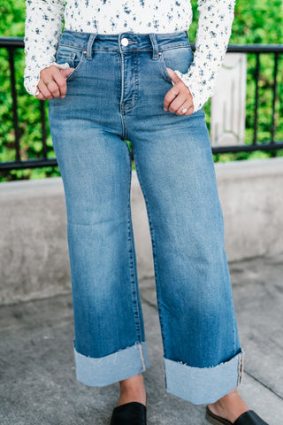 Risen Rivera High Rise Crop Wide Cuff Jean