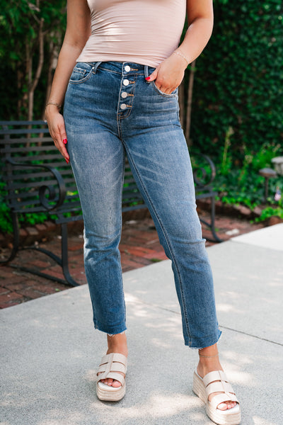 Risen Ann High Rise Crop Straight Jeans