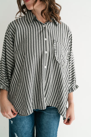 Harbor Lines Ruffled Button-Up Shirt