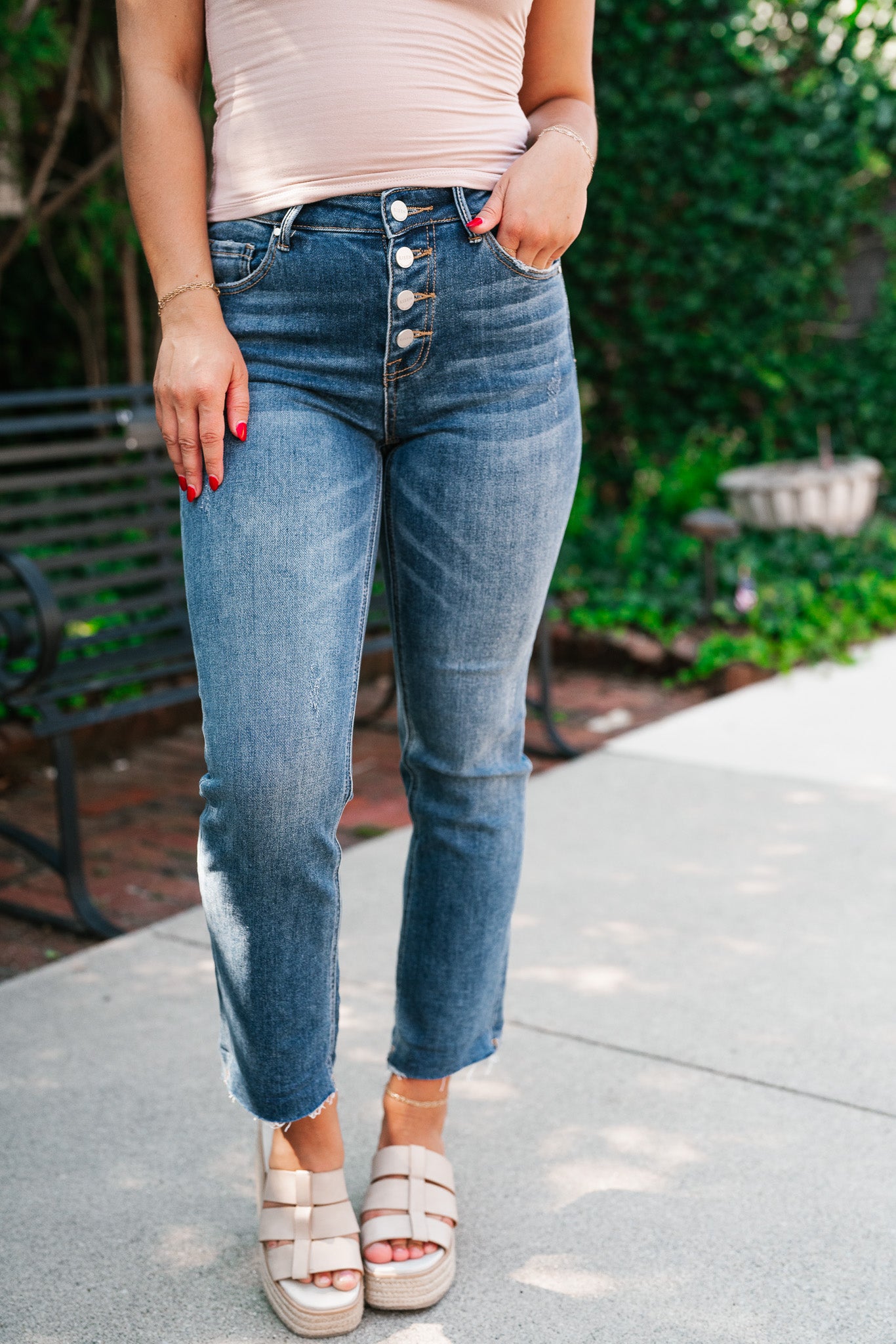 Risen Ann High Rise Crop Straight Jeans