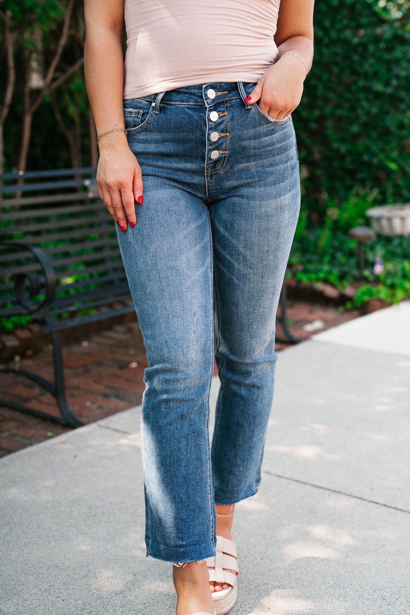 Risen Ann High Rise Crop Straight Jeans