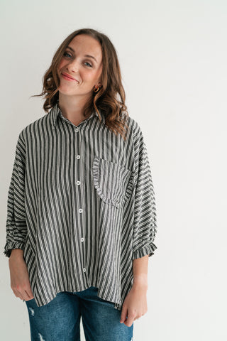 Harbor Lines Ruffled Button-Up Shirt