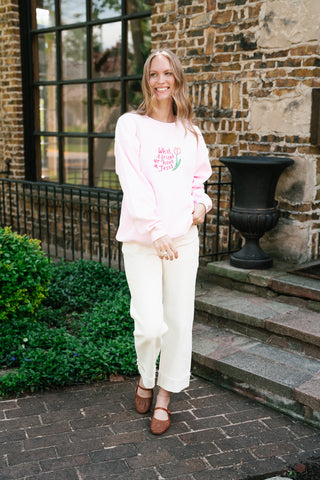 What A Friend We Have Oversized Crewneck - Bubblegum