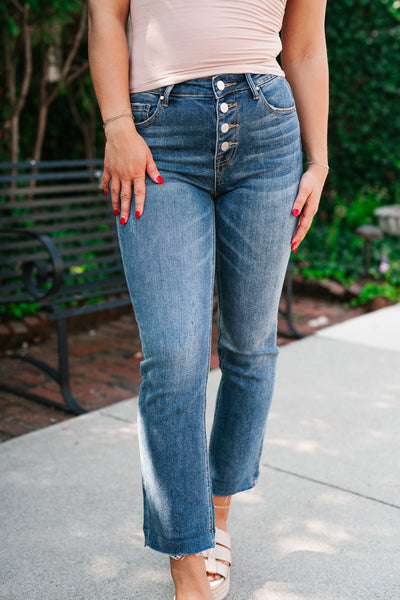 Risen Ann High Rise Crop Straight Jeans