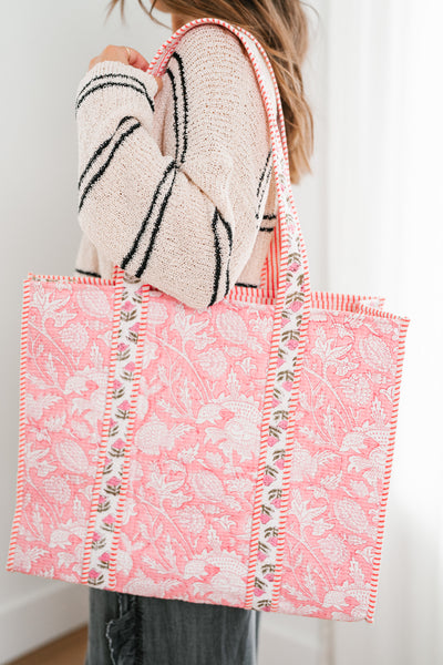 Valentina Patchwork Tote Bag - Pink