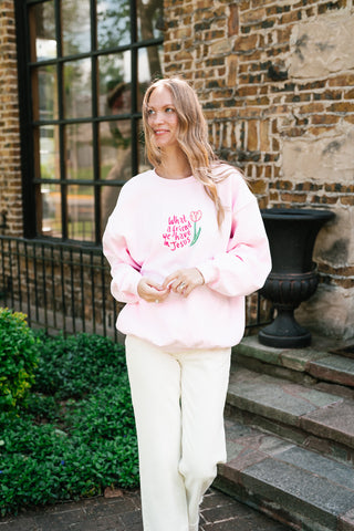 What A Friend We Have Oversized Crewneck - Bubblegum