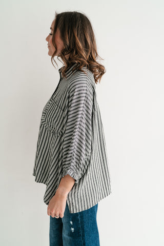 Harbor Lines Ruffled Button-Up Shirt