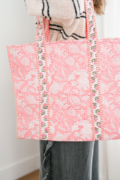 Valentina Patchwork Tote Bag - Pink