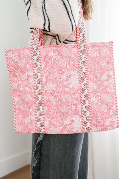 Valentina Patchwork Tote Bag - Pink