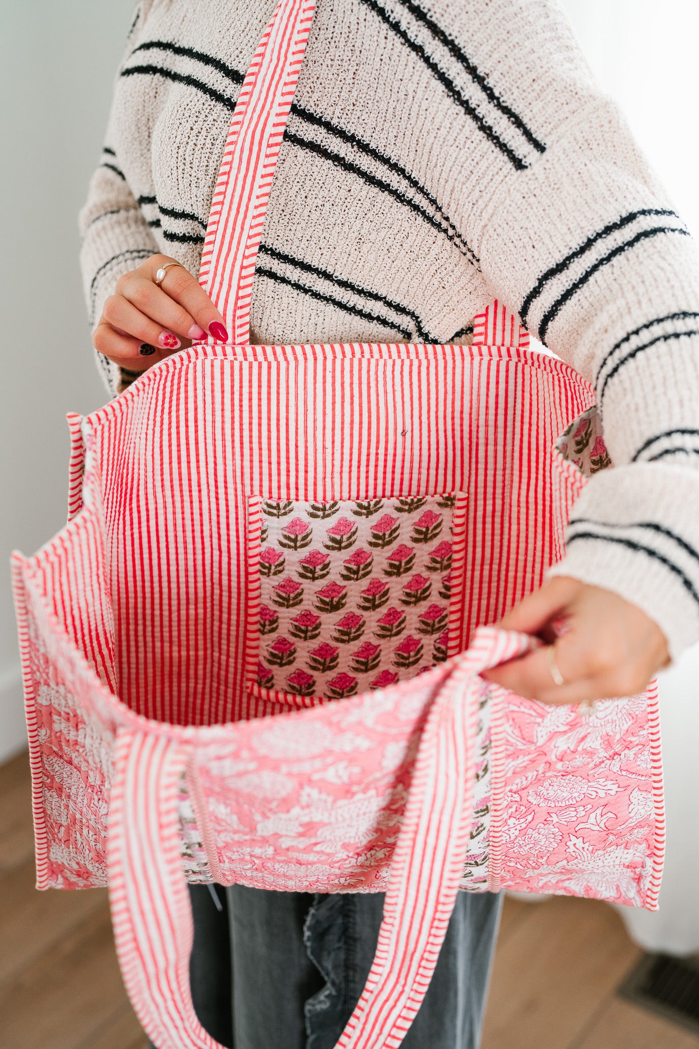 Valentina Patchwork Tote Bag - Pink