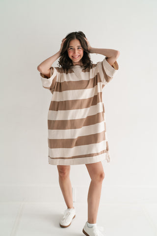 On The Go Striped Oversized Mini Dress