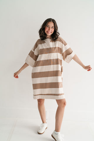 On The Go Striped Oversized Mini Dress