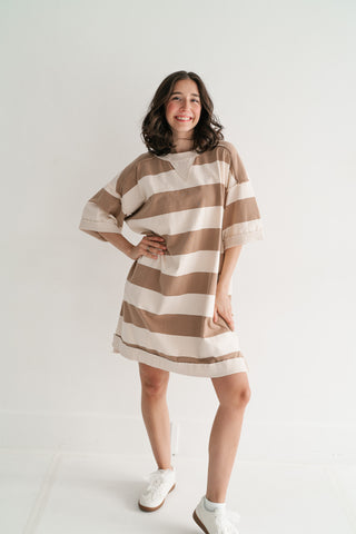 On The Go Striped Oversized Mini Dress