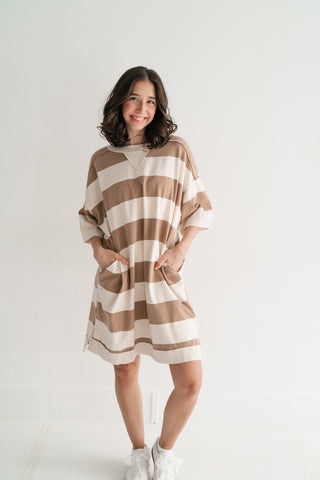 On The Go Striped Oversized Mini Dress