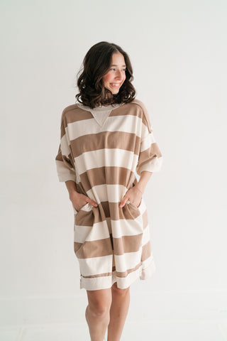 On The Go Striped Oversized Mini Dress