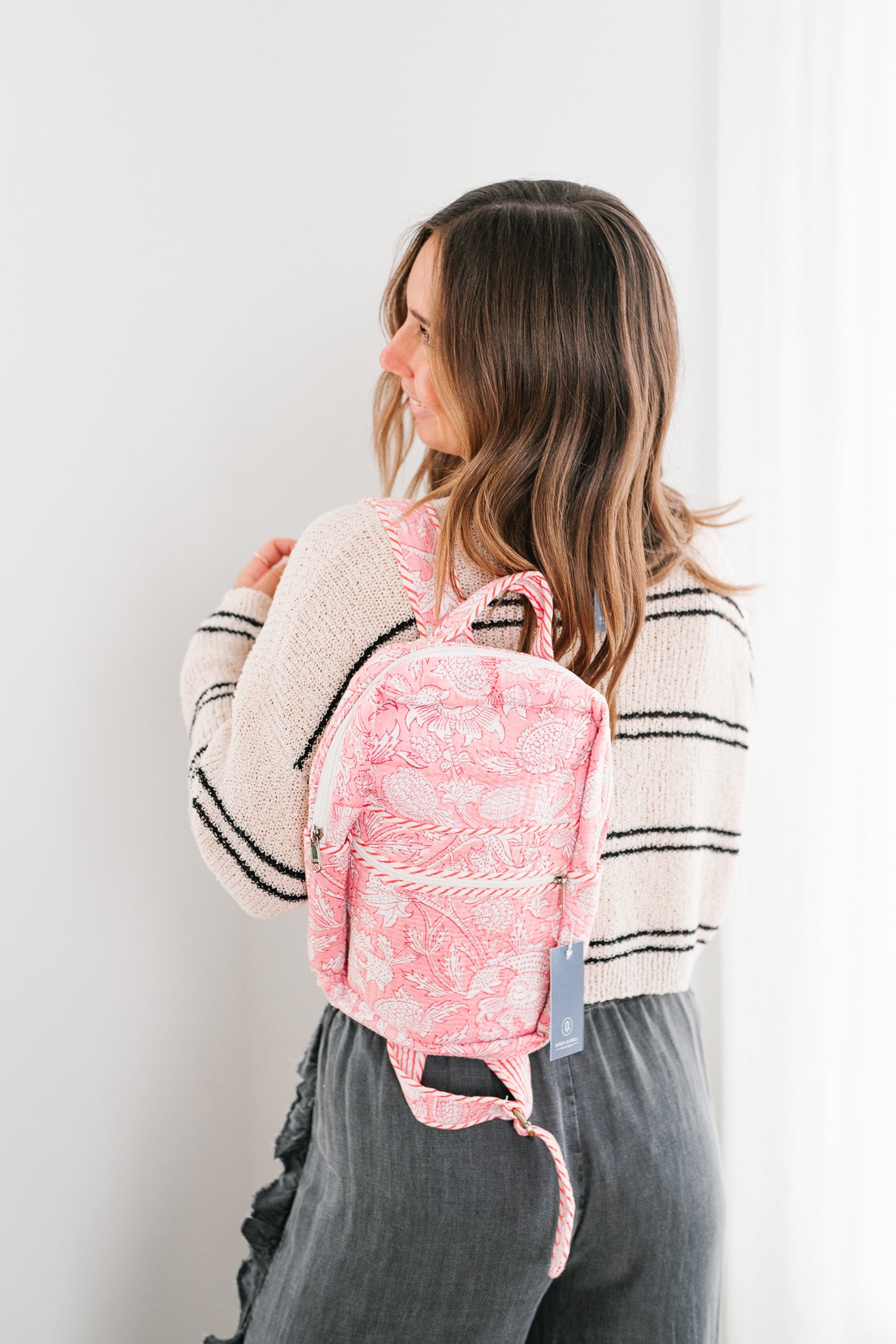 Lela Patchwork Mini Book Bag - Pink