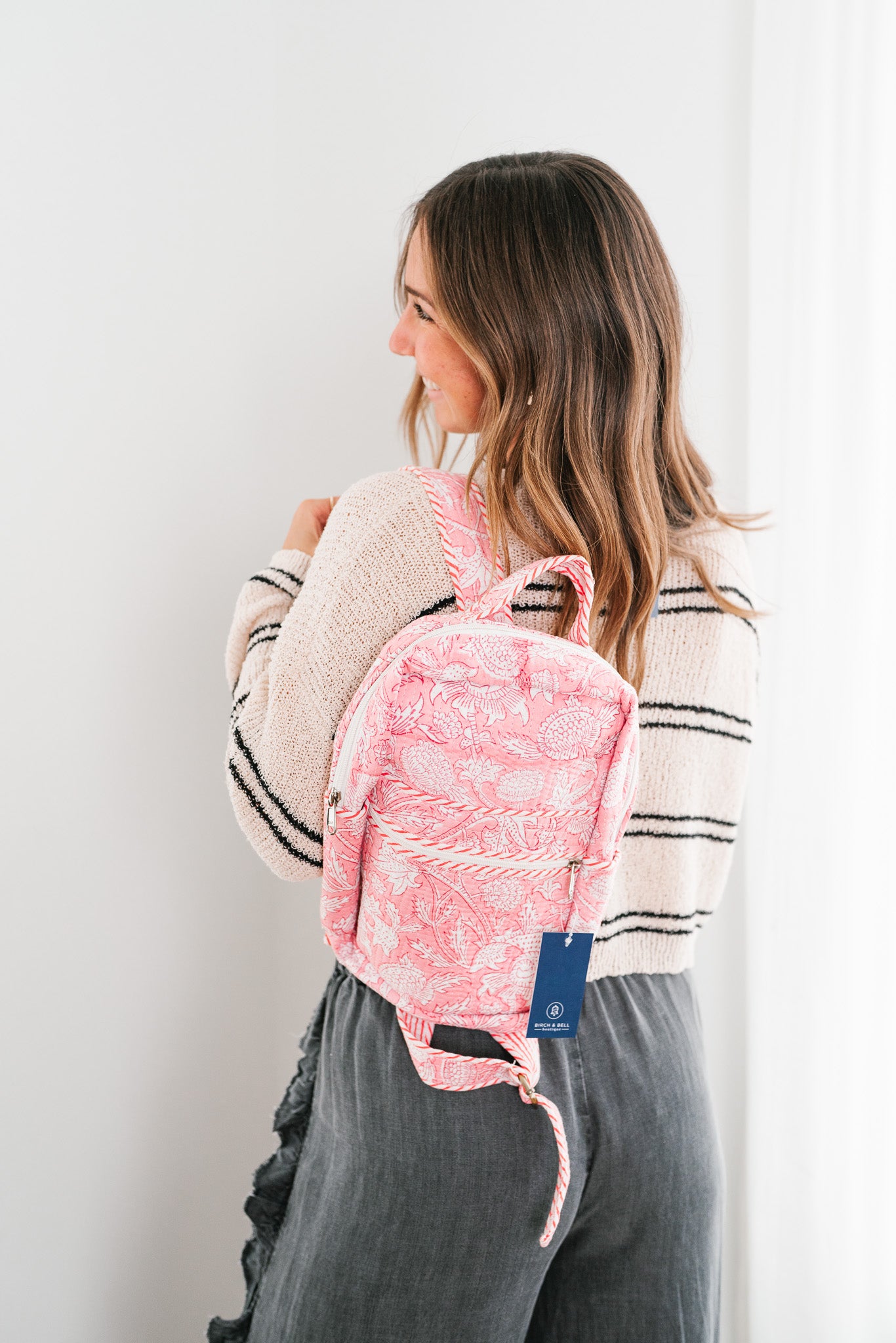 Lela Patchwork Mini Book Bag - Pink