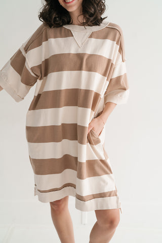 On The Go Striped Oversized Mini Dress