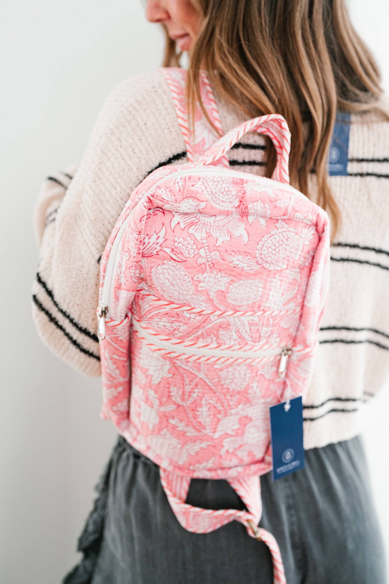 Lela Patchwork Mini Book Bag - Pink