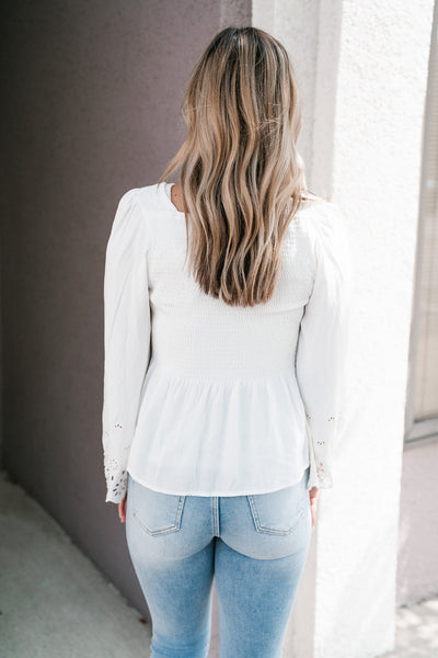 Arwen Eyelet Sleeve Smocked Top