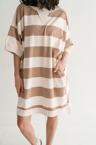 On The Go Striped Oversized Mini Dress