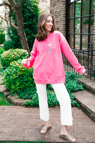 What A Friend We Have Oversized Crewneck - Pink