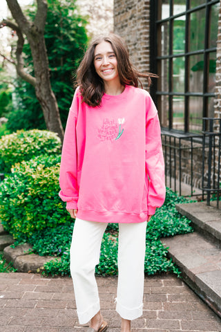What A Friend We Have Oversized Crewneck - Pink