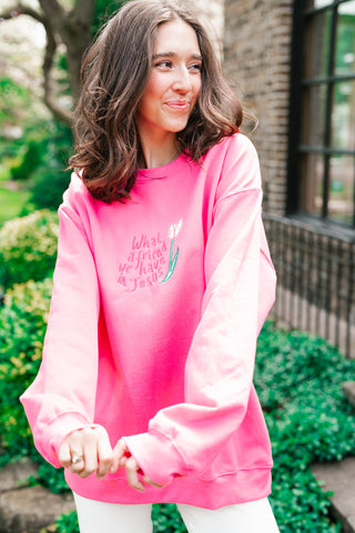 What A Friend We Have Oversized Crewneck - Pink