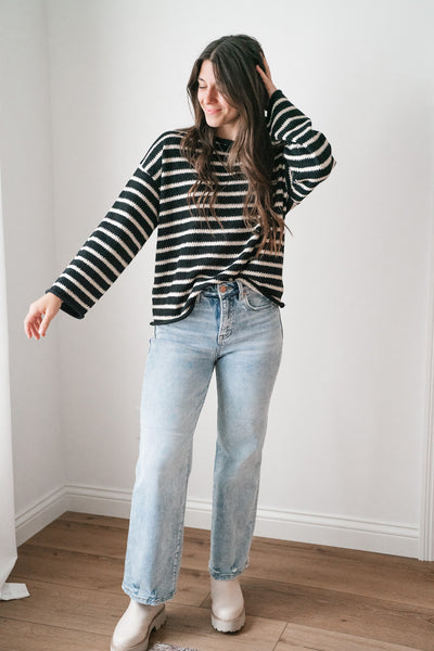 Right On Stripes Knit Sweater Top