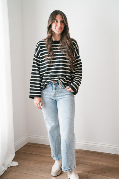 Right On Stripes Knit Sweater Top