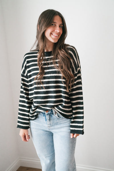 Right On Stripes Knit Sweater Top