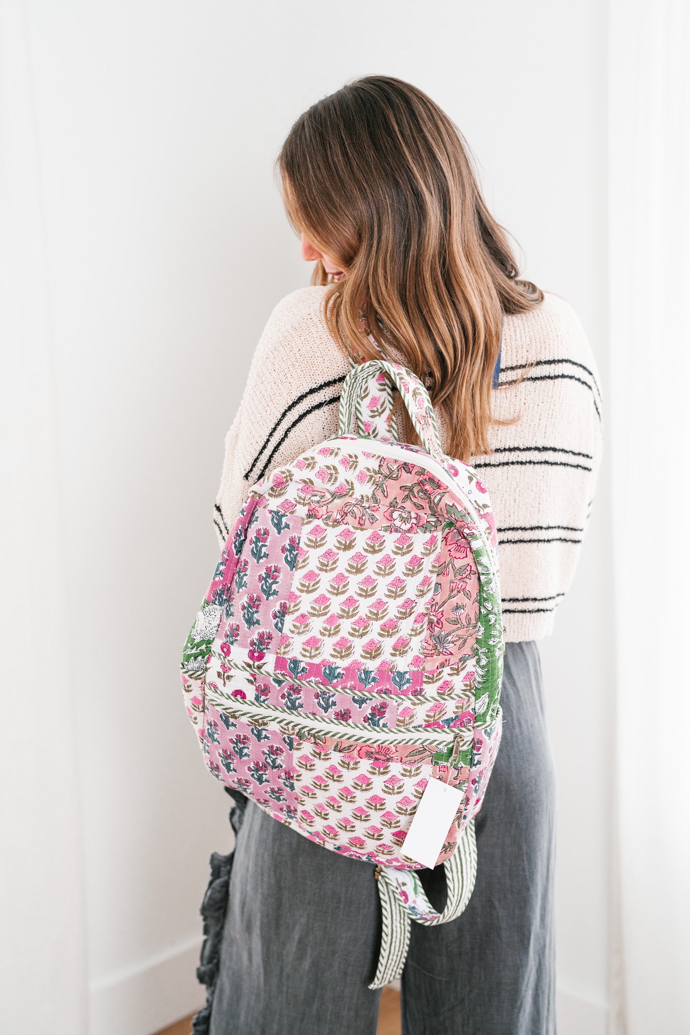 Nina Patchwork Book Bag - Mauve