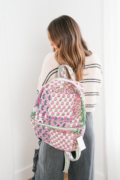 Nina Patchwork Book Bag - Mauve