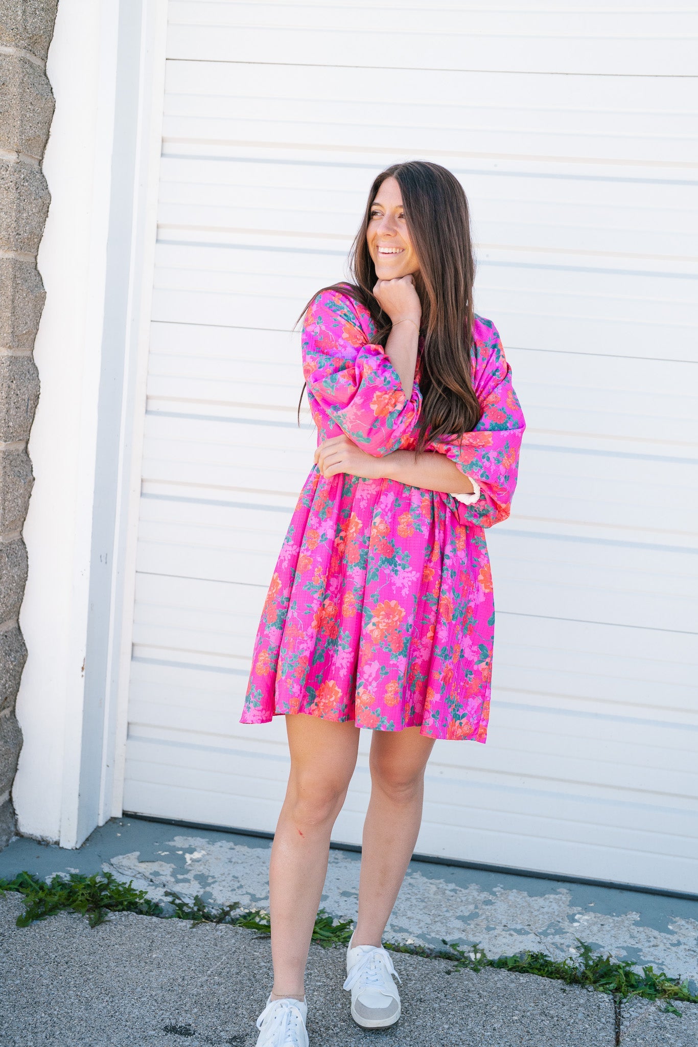 Fall Florals Balloon Sleeve Dress