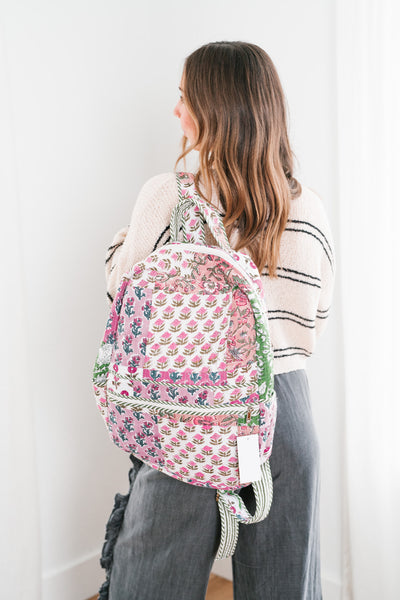 Nina Patchwork Book Bag - Mauve