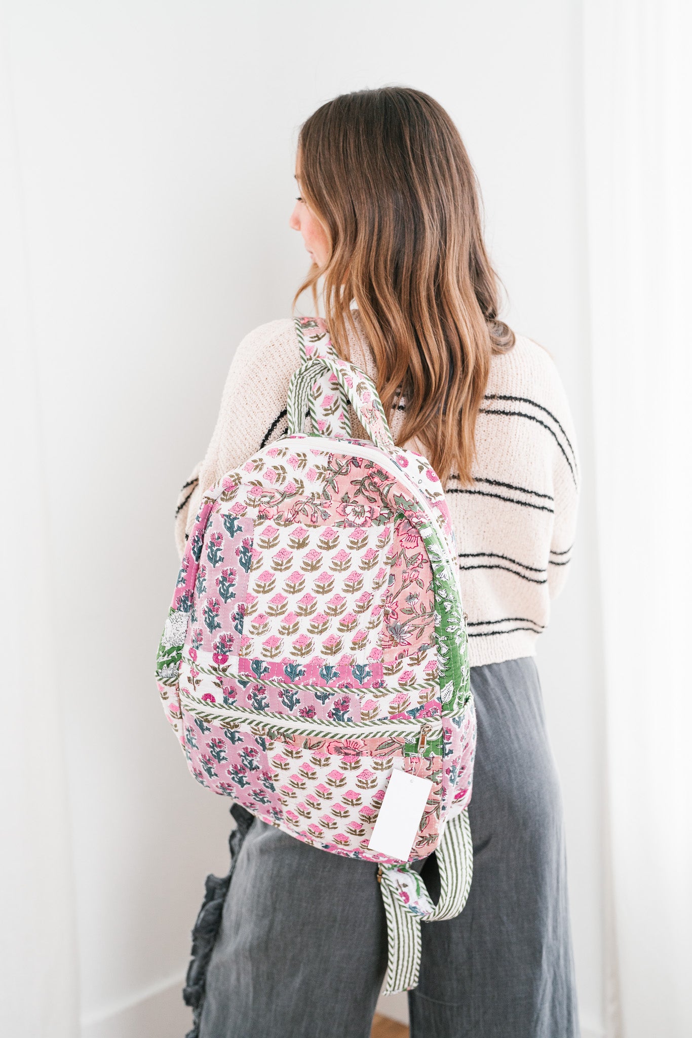 Nina Patchwork Book Bag - Mauve