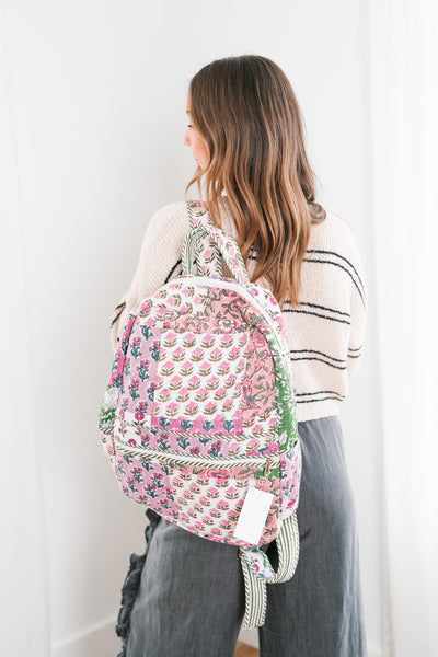 Nina Patchwork Book Bag - Mauve