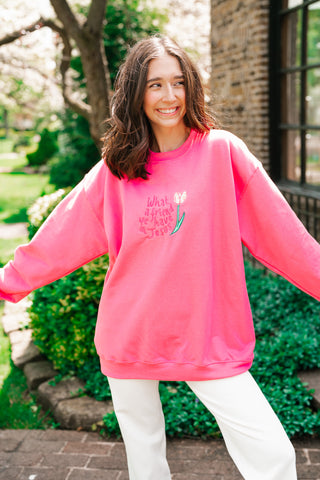 What A Friend We Have Oversized Crewneck - Pink