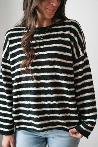 Right On Stripes Knit Sweater Top