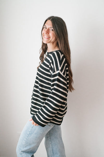 Right On Stripes Knit Sweater Top