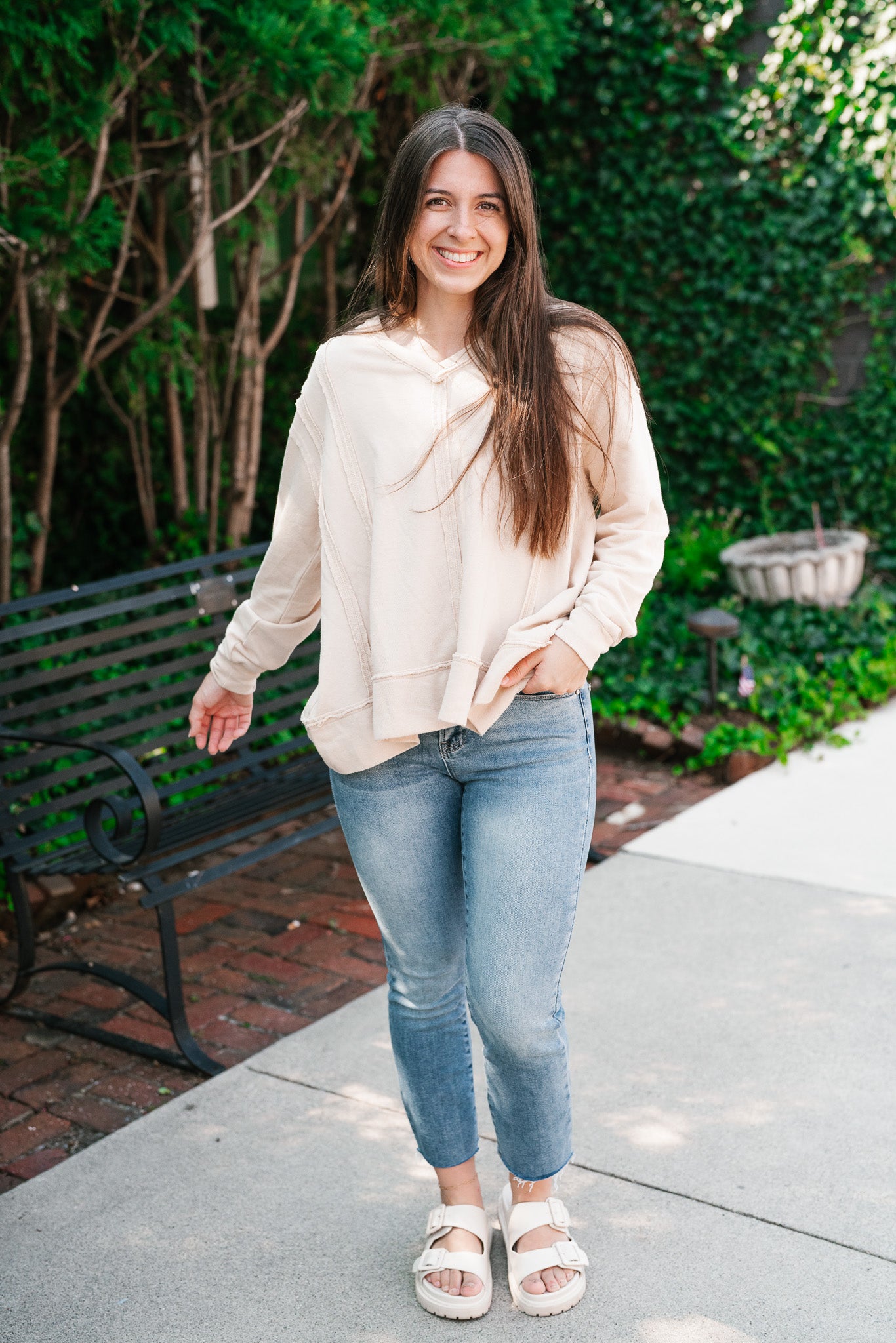 Let's Dream V Neck Long Sleeve Top