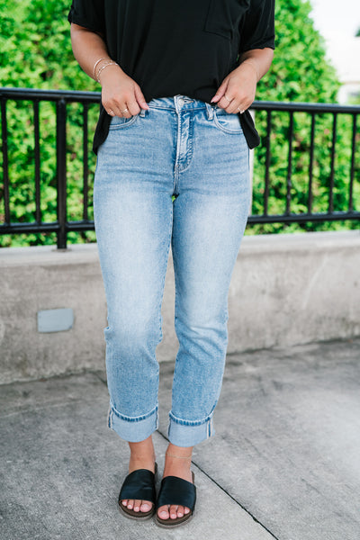Risen Ray High Rise Straight Leg Cuffed Jean